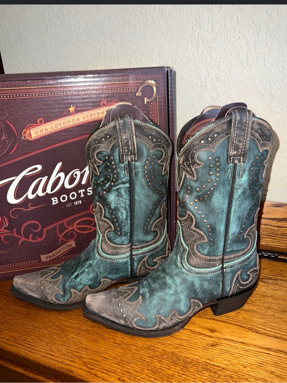 Teal Western Ankle Boots for Women